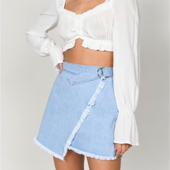 BELMONT SHORE LIGHT WASH WRAP SKIRT - Picture 1 of 3